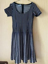 Prada Plaid Dress 44 Navy One Piece Skirt