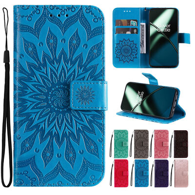 Flip Leather Sunflower Card Wallet Phone Case For OnePlus 10T 7 8 9 11 Nord CE