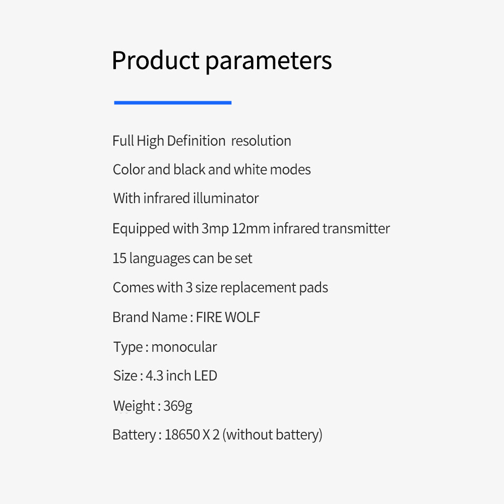 4.3” Night Vision 1080P Rifle Scope Hunting Sight Infrared 850nm IR Video Camera