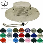 Unisex 100% Cotton Bucket Hat Fishing Camping Safari Boonie Sun Brim Summer Cap