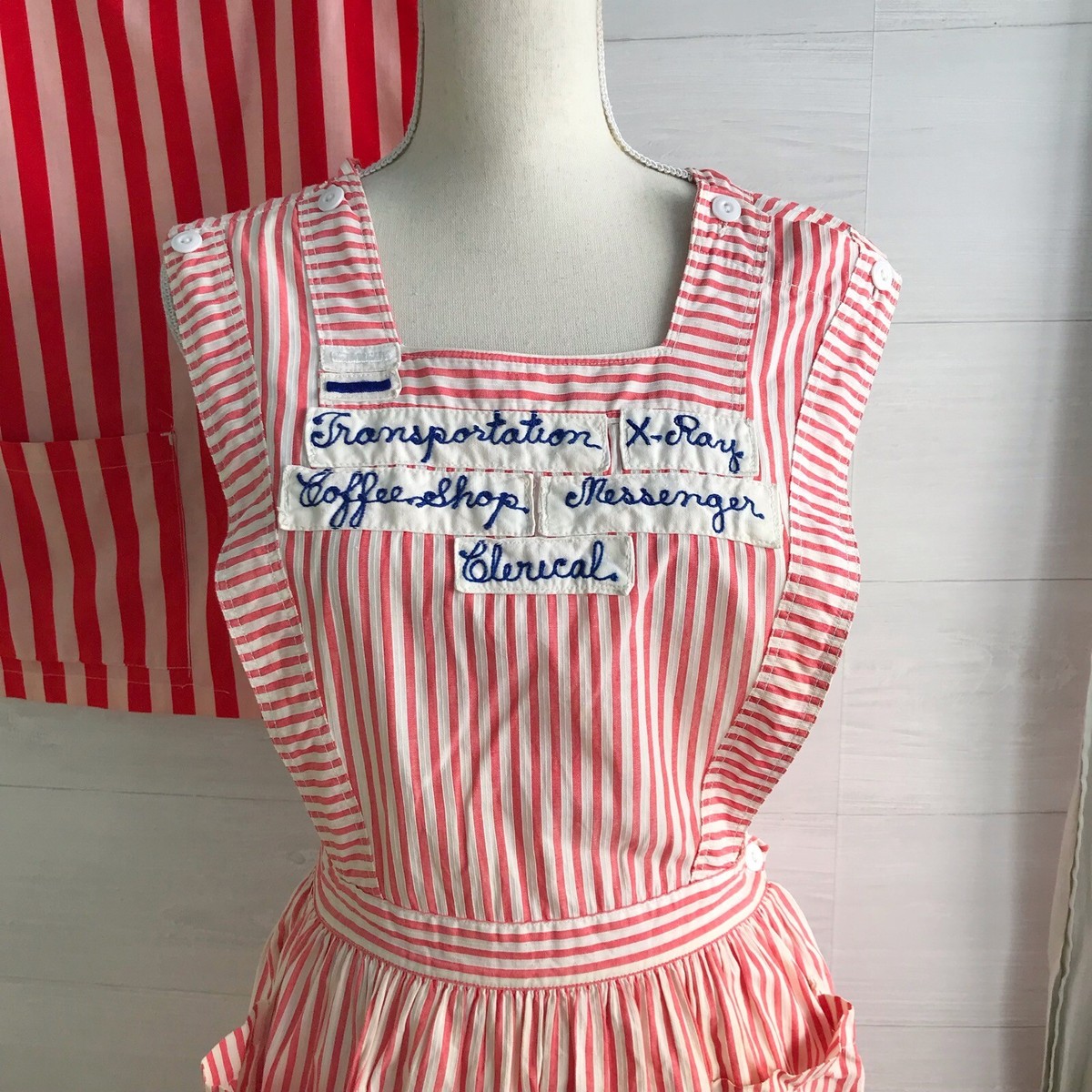 Vintage Candy Striper Uniform - Smock & embroidered pinafore
