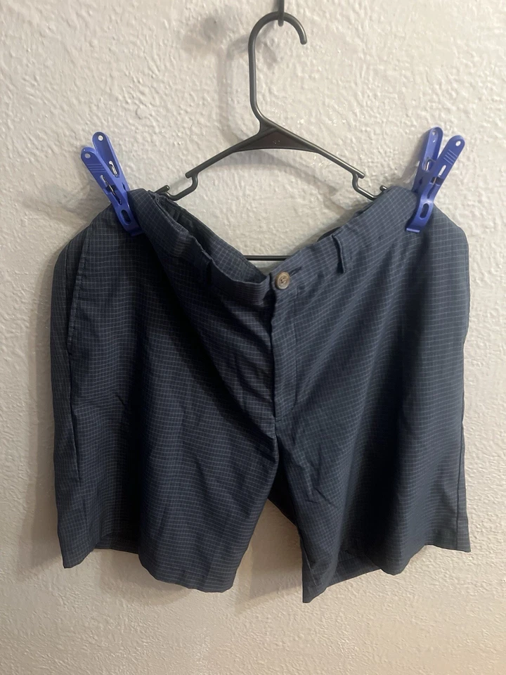 Pantalones cortos Haggar Cool 18 Pro para hombre talla 42 azul a cuadros entrepierna 9 pulgadas Foto 2 de 4