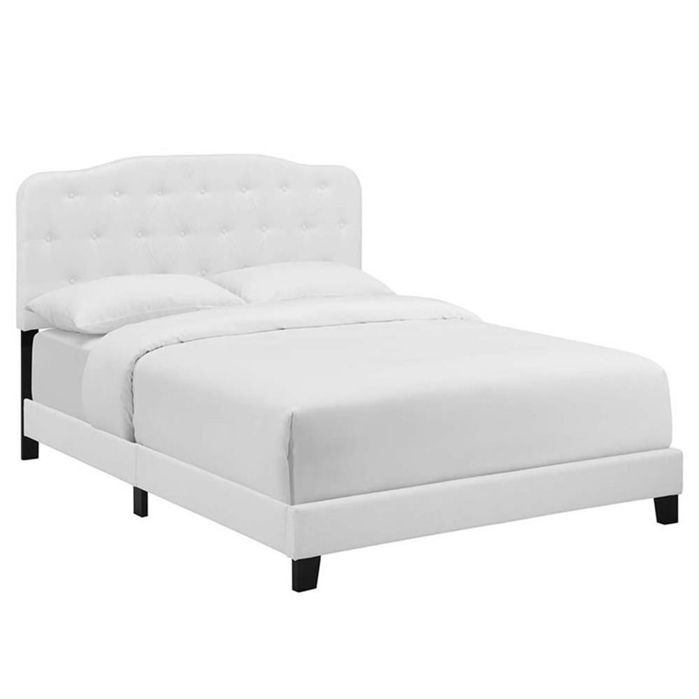 Modway Amelia Queen Upholstered Polyester Fabric Bed in White Finish