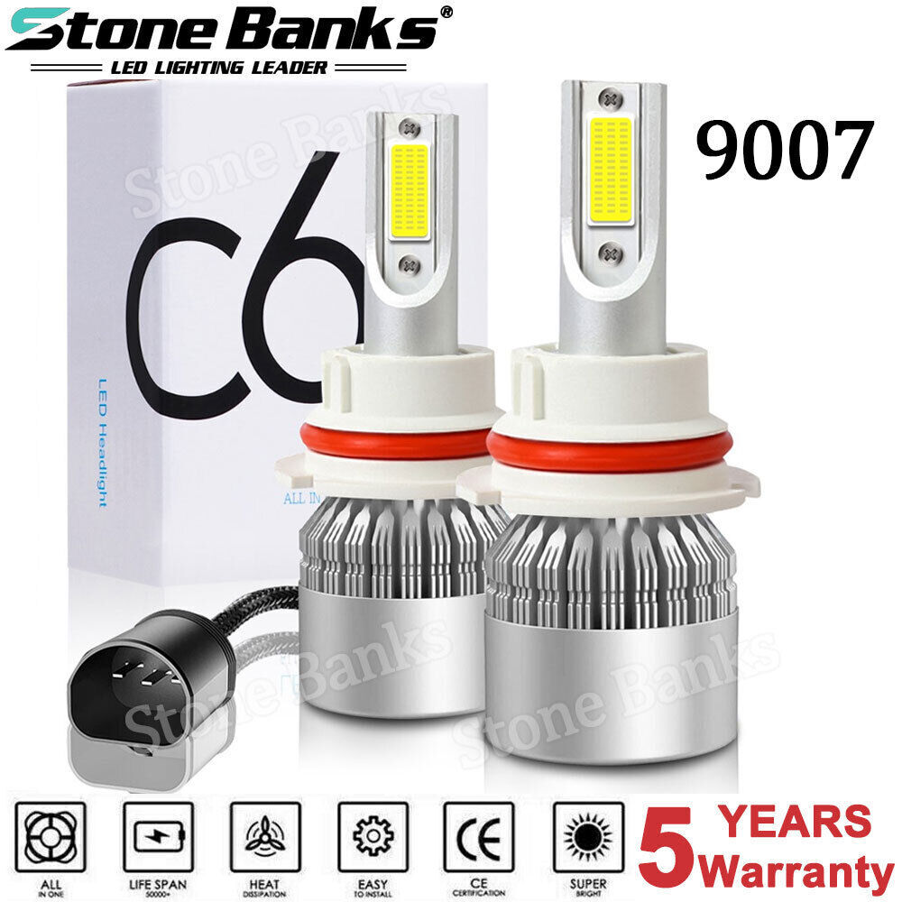 COB 9007 HB5 LED Headlight Bulbs High Low Beam 6000K White Bright Light Bulbs 2X