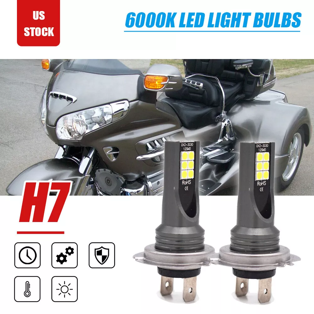 2x H7 LED For Honda Goldwing GL1800 01 08 GL1800 ABS 01 05