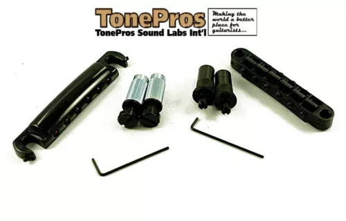 TonePros METRIC Pre-Notched Bridge & Tailpiece Set - BLACK LPM02/B