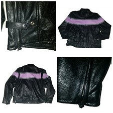 Black Lk Leather King Motorcycle Jacket Biker Women's Size Very Nice