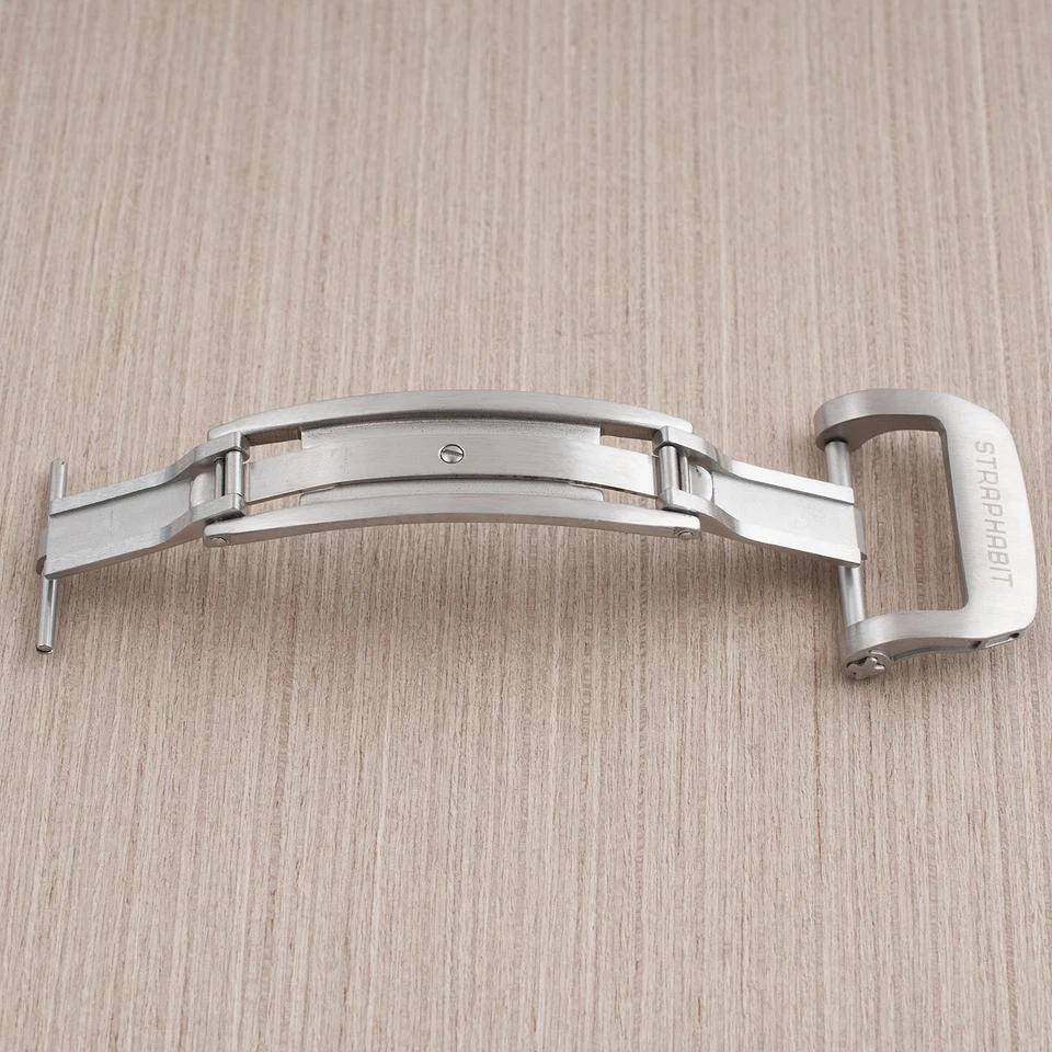 Reloj Desplegador de Resorte Cierre de Hebilla Hoja Despliegue Plateado Negro Mariposa Seguro Foto 4 de 4