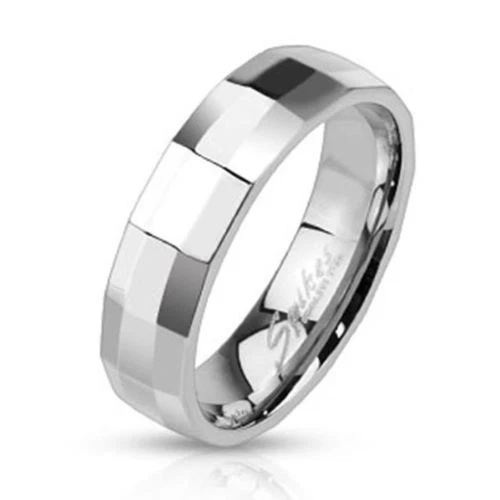 BAGUE ALLIANCE HOMME ADO ACIER FACETTE RECTANGULAIRE REFLETS ARGENT NEUVE 2505
