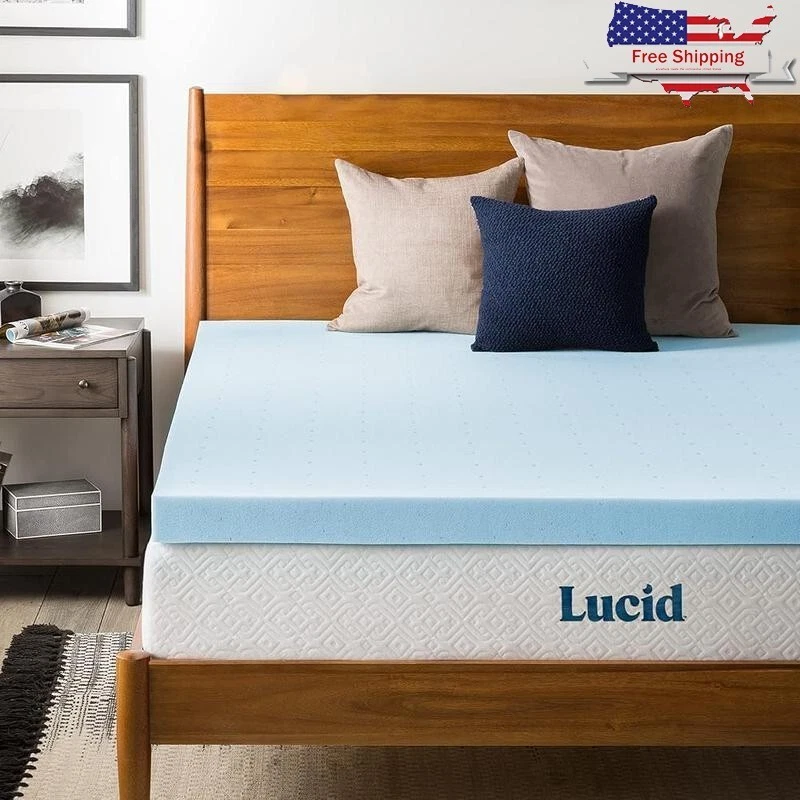 Gel Infused Memory Foam Mattress Topper 3 Inch Ventilated Plush Comfort Sleep US