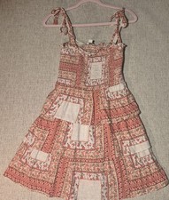 American Eagle Patchwork Printed Floral Smocked Tiered Mini Dress Small Boho 