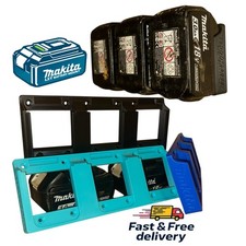 Makita 18V LXT Battery Holder 3 Slot Wall Mount Rack ? UK Made Blue Black Teal