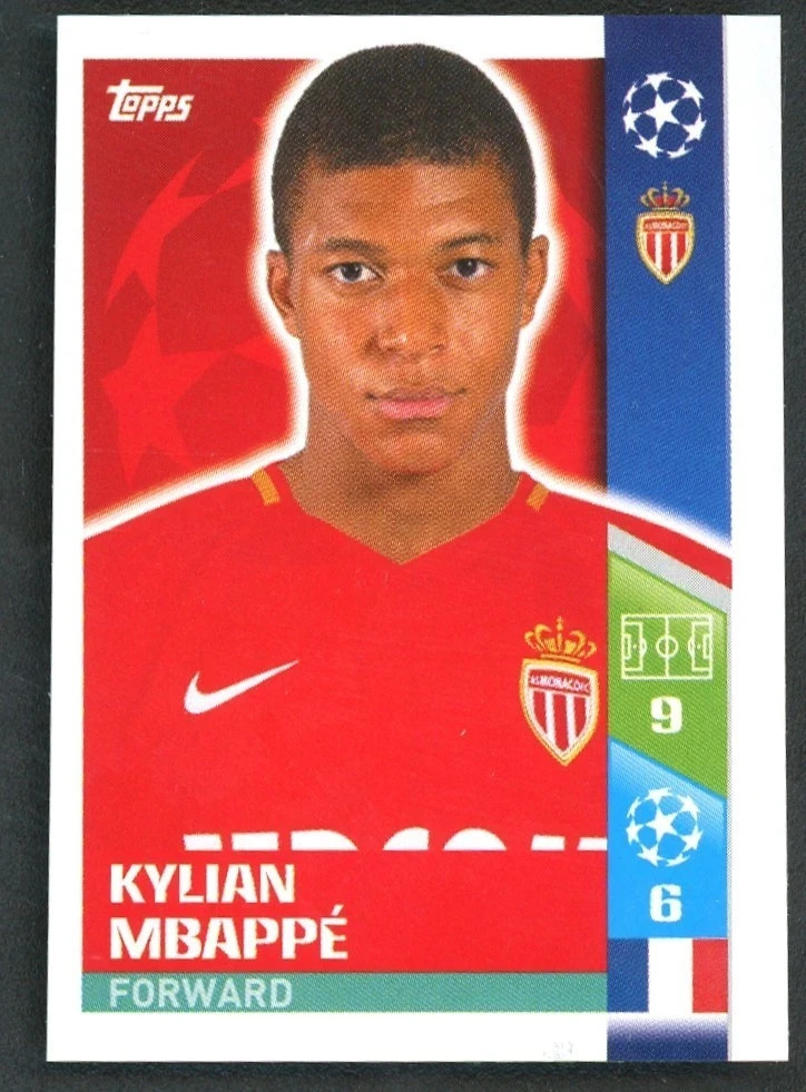 2017 Kylian Mbappe Rookie sticker #248 Topps Soccer UEFA Champions League