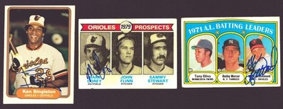 MERV RETTENMUND MARK COREY KEN SINGLETON AUTOGRAPH ORIOLES SIGNED AUTO LOT OF 3