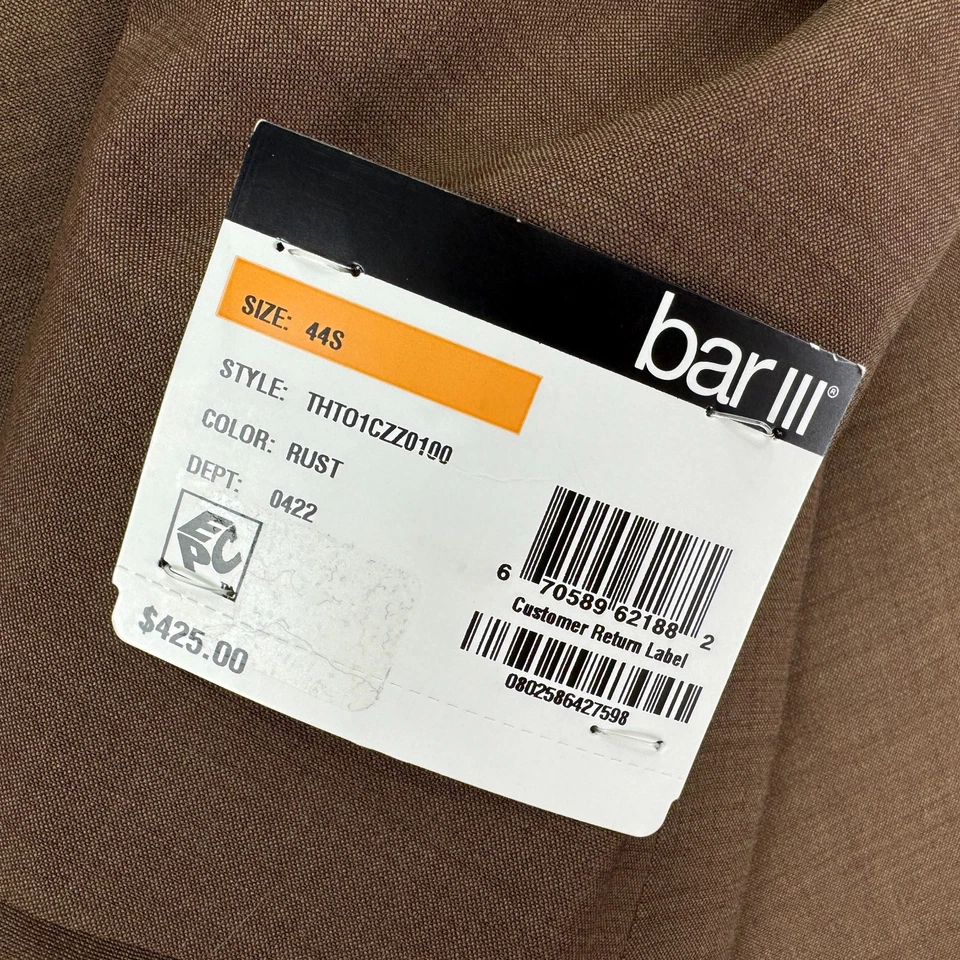 Bar III Hombres Calce Ajustado Sólido Activo Elastizado Traje Chaqueta Óxido Cobre 44S Foto 3 de 4