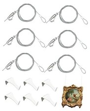 Picture Rail Hanging Kit, 6 Pack Hooks with 72 Inch Loop Cord | Includes