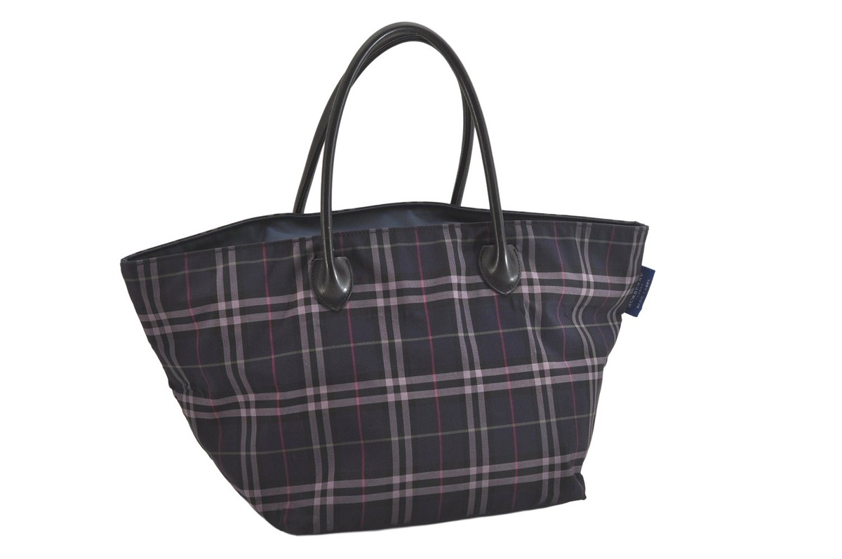 Authentic BURBERRY BLUE LABEL Check Tote Hand Bag Nylon