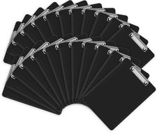 25 Pack Plastic Clipboards Black A4 Letter Size 12.5 x 9 Inch Office School Bulk