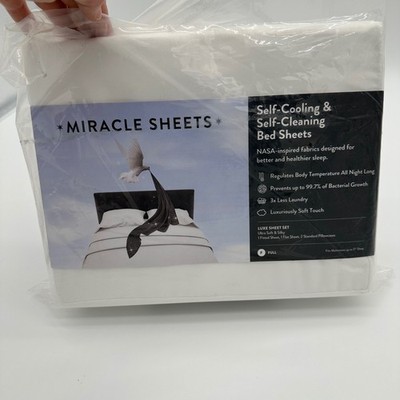 Miracle Made Luxe Full Sheet Set White Self-Cooling Anti-Bacterial Sateen 4pc