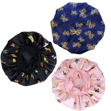 3 Pcs Satin Silk Hair Bonnet with Wide Elastic Band Sleep Cap for Women  Silk B