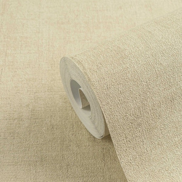 Uni-Vliestapete In Sanfter Farbgebung Mit NatüRlicher Stoffoptik – Beige, Creme-image