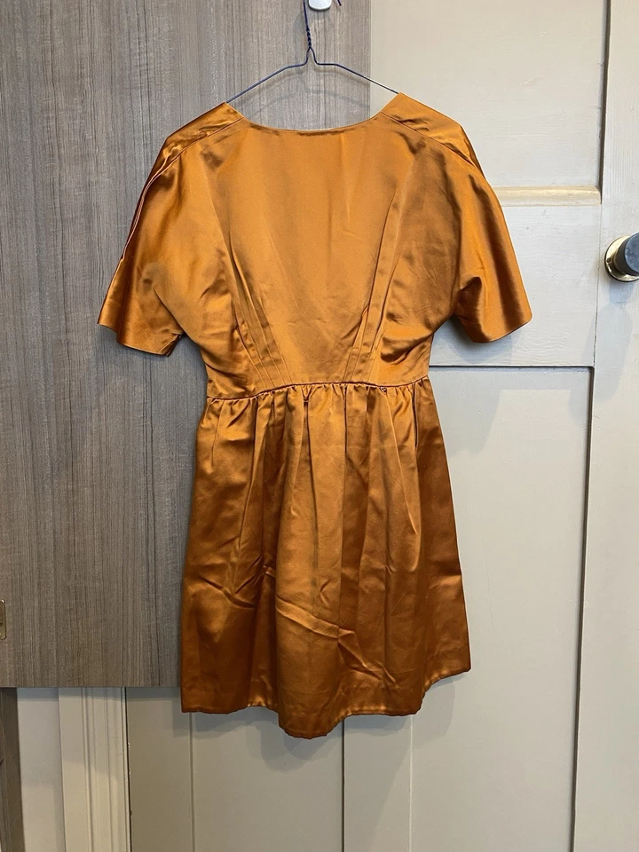 PRADA весна 2007 шелк атласный сожжен оранжевый мини-платье бант это 40 / AU 8 / США 4 - Изображение 3 из 4