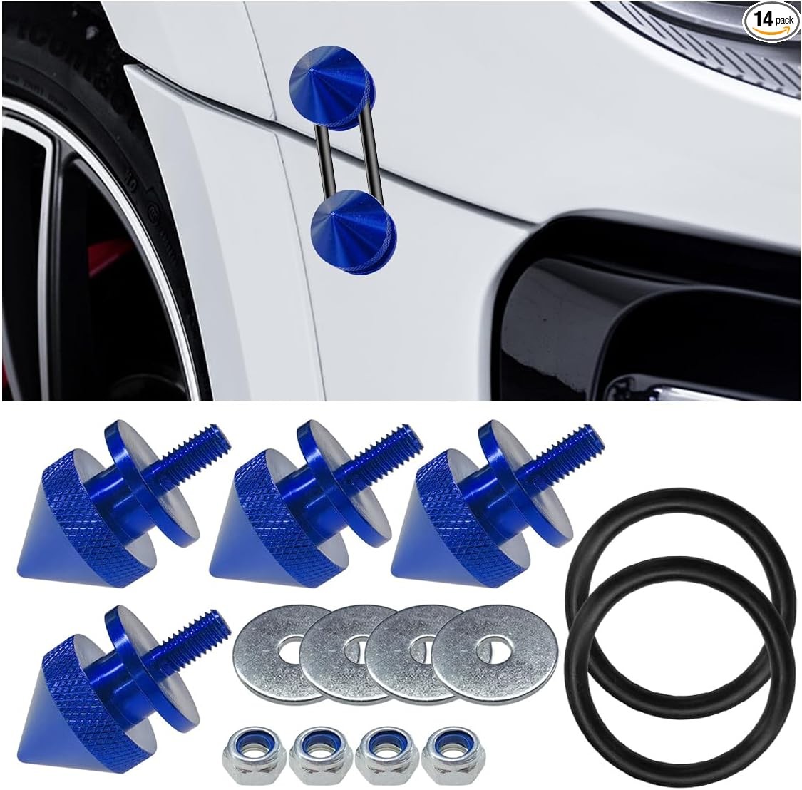 Blue Quick Release Kit with Aluminum Fasteners, Washers, Nuts and  Color: Blue