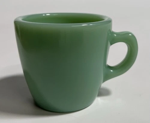 Vintage Fire King Jadeite Green Heavy C Handle Mug Cup Oven Ware 6oz 3”