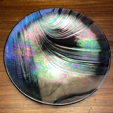Art Glass Iridescent Dish, Signed Oil Slick G...