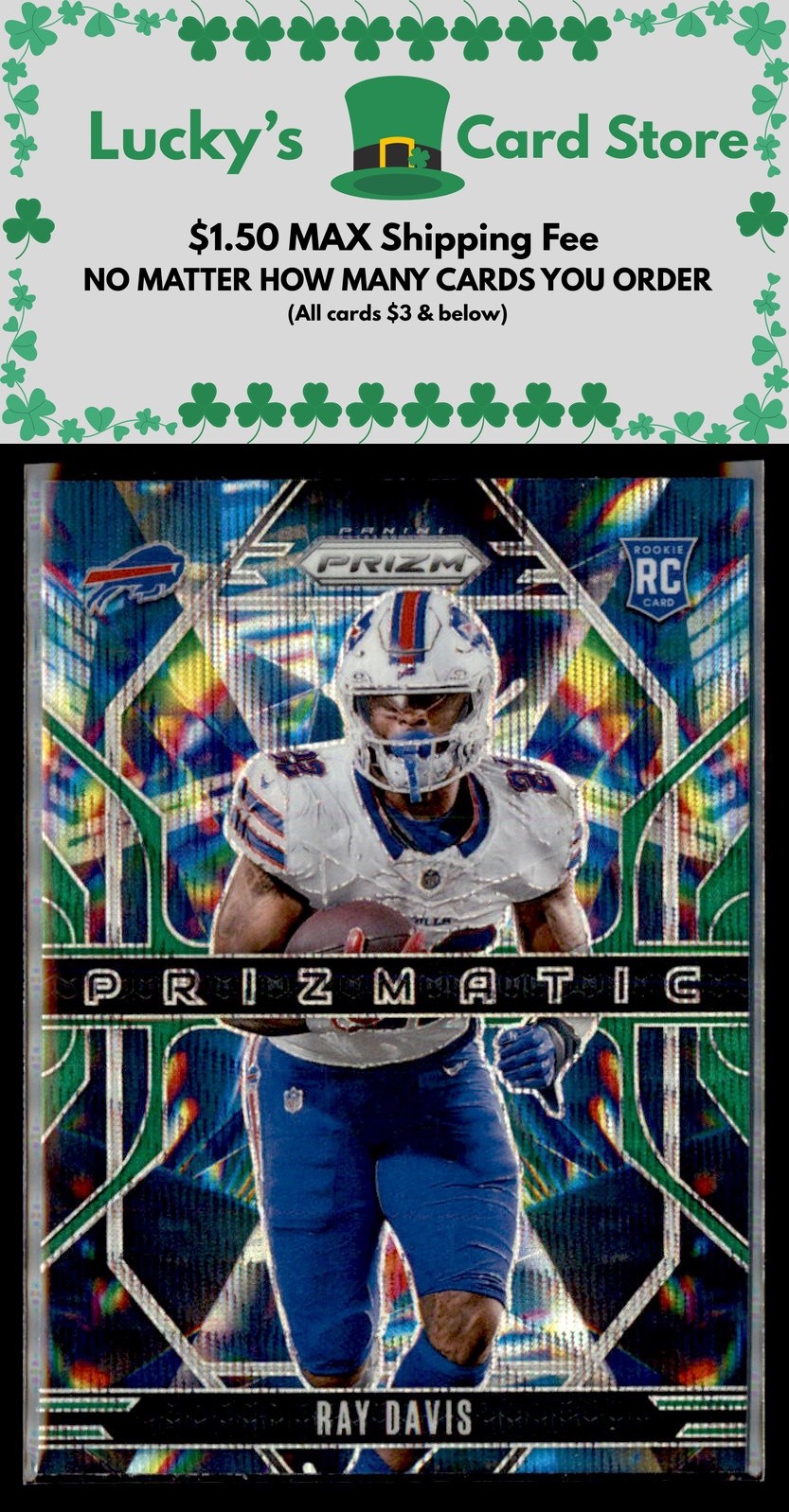 2024 Panini Prizm #18 Ray Davis Prizmatic Wave Green Prizm Rookie