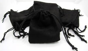 BLACK VELVET JEWELRY BAG DRAW STRING CLOSURE GIFT BAGS PUCH 15 PCS FAVOR WEDDING