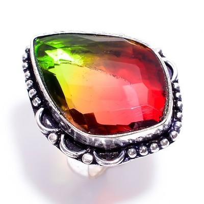 Bio Color Quartz Gemstone 925 Sterling Silver Handmade Ring 6 US Vintage Jewelry