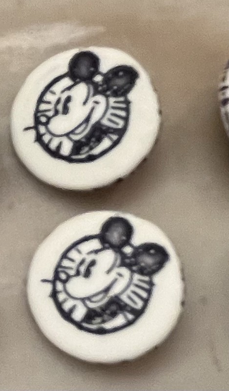 VINTAGE KOCHER MICKEY MOUSE BUTTONS — LOT OF 13 BUTTONS — WHITE WITH BLACK