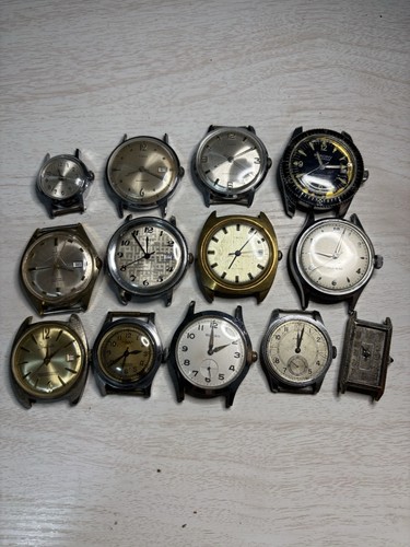 TEILE REPARATUR Vintage Uhren Konvolut 13 Uhren AS IS Sachsen Timex Cyma Imperial +