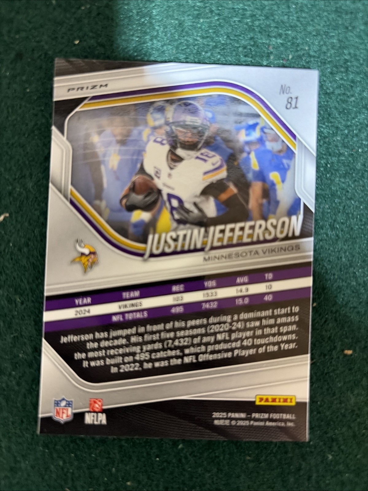 2025 Panini Prizm - Justin Jefferson #81 White Disco Prizm view 2