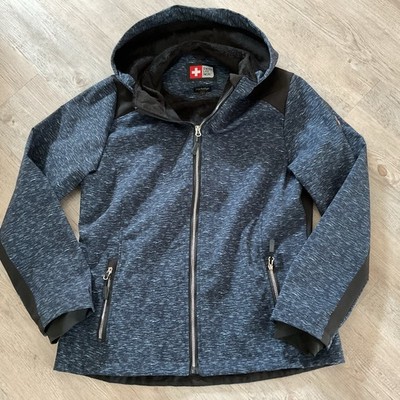 Swiss Life NDK, Jacke, Softshelljacke, Gr. L, Schwarz-Blau-Gemustert