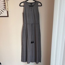 Talbots Avalon Tiles Jersey Maxi Dress Black White Geometric Maxi SM women’s EUC
