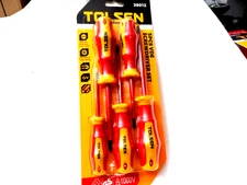 TOLSEN 5pc VDE 1000V ELECTRICIAN'S Insulated SCREWDRIVER SET PHILLIPS SLOTTED