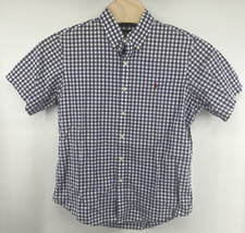 Ralph Lauren S/S Gingham Button Front Shirt Blue/Purple White Check Plaid