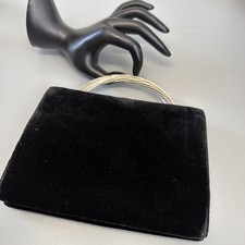 Bienen-Davis Vintage Mid Century Black Velvet Satin Lined Clutch w/Mirror