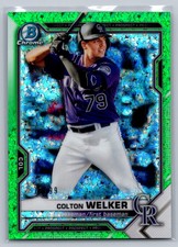 2021 Bowman #BCP-15 Colton Welker Chrome Prospects Speckle Refractor Green #/99