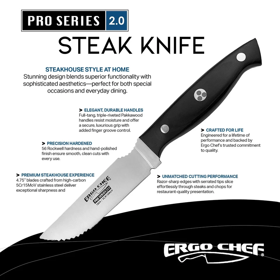 Pro Series 2.0 Steak Knives Set of 4 - Premium High Carbon Stainless Steel Bl... - Image 2 of 4