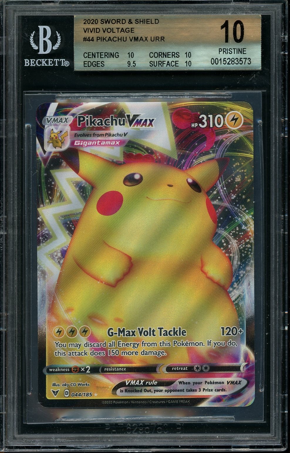2020 Pokemon Vivid Voltage Pikachu VMAX #44 FULL ART BGS 10 PRISTINE