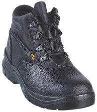 Safety Boots Steel Toe, Leather Upper, SRA Slip-Resistant, EN 20345, Size 11