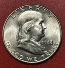 1948 D Franklin Silver Half Dollar, Choice to Gem Uncirculated, FBL.