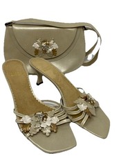 Vintage Stuart Weitzman Women's Kitten Heel Sandals  Matching Purse 7M