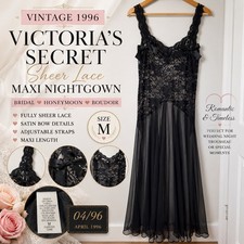 Vintage 1996 Victoria's Secret Sheer Lace Maxi Nightgown M Bridal Boudoir