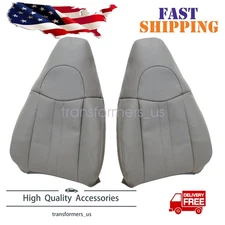 Driver & Passenger Top Leather Seat Cover Gray For 2003-2014 Chevy Express Van