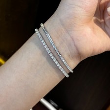 1.5/2mm Princess Cut Moissanite Tennis Chian Bracelet S925 Sterling Silver Women