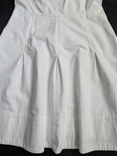 Ralph Lauren Green Label White Cotton Fit & Flare Dress Side Pockets Size 10 - Picture 2 of 13
